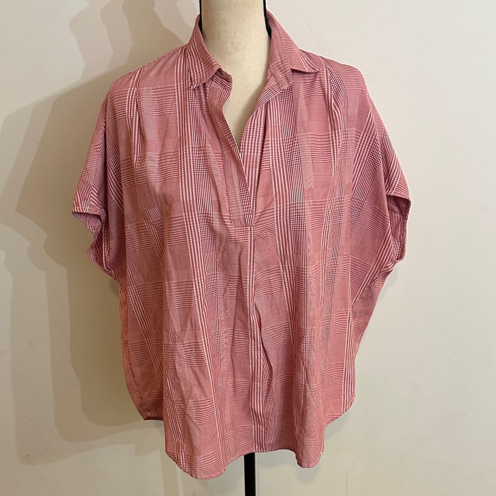 French Connection Red Plaid Casual Shirt Oversized Medium
